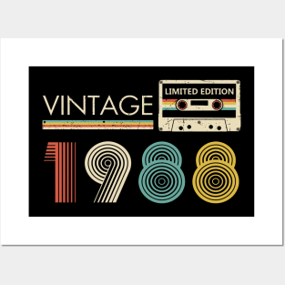 35th Birthday Vintage 1988 Limited Edition Cassette Tape Posters and Art